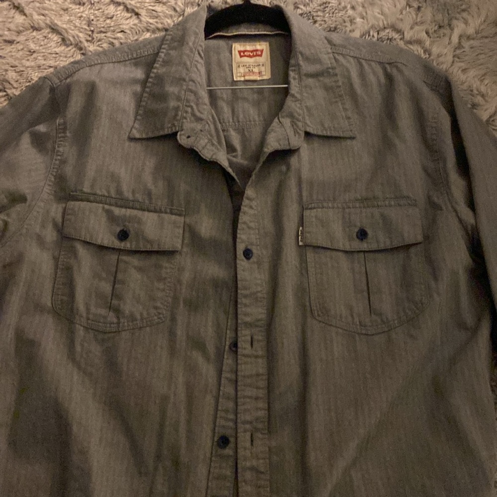 NWOT Men’s Levi’s XL collared modern button up long sleeve shirt denim blue - Picture 8 of 14